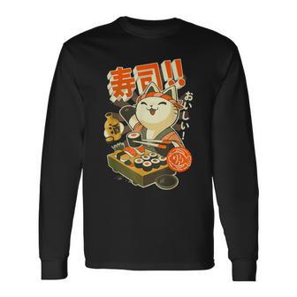 Ramen Clothing Graphic Cat Sushi Kawaii Anime Japanese Long Sleeve T-Shirt - Thegiftio