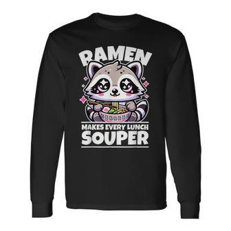 Ramen Lover Racoon Eats Ramen Noodles Coon Ramen Long Sleeve T-Shirt | Mazezy