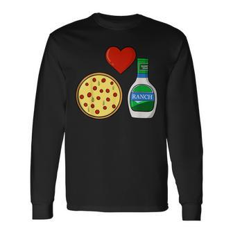 Ranch Dressing Pizza Lover Foodie Condiment Sauce Long Sleeve T-Shirt - Monsterry