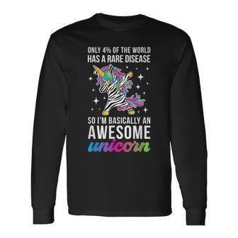 Rare Disease Warrior Unicorn Rare Disease Awareness Long Sleeve T-Shirt - Seseable