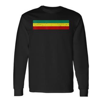 Rasta Flag Colors Stripe Reggae Jamaican Vintage Long Sleeve T-Shirt - Monsterry DE