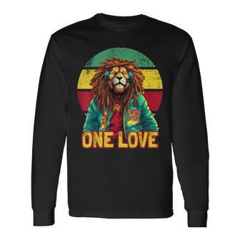 Rasta Lion Reggae Music One Love Graphic Long Sleeve T-Shirt - Monsterry