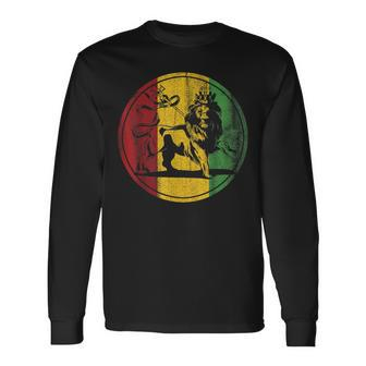 Rasta Rastafarian Rastafari Lion Reggae Jamaica Jamaican Long Sleeve T-Shirt - Monsterry AU