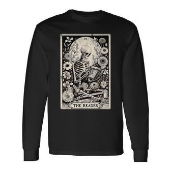 The Reader Tarot Card Book Lover Skeleton Reading Book Long Sleeve T-Shirt - Monsterry AU