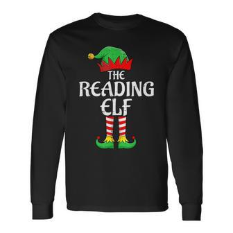 The Reading Elf Xmas Matching Christmas Family Pajama Long Sleeve T-Shirt | Mazezy