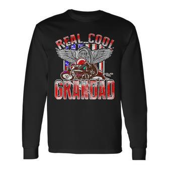 Real Cool Grandad Biker Racing For Fathers Day Long Sleeve T-Shirt - Monsterry AU