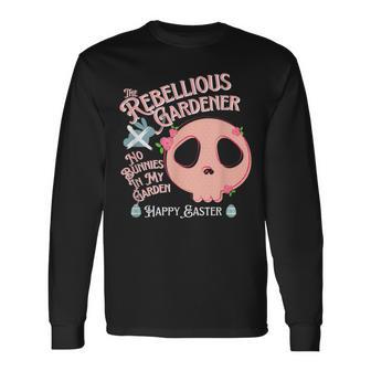 Rebellious Gardener Easter Egg Cute Skull Pink Bunny Long Sleeve T-Shirt - Monsterry