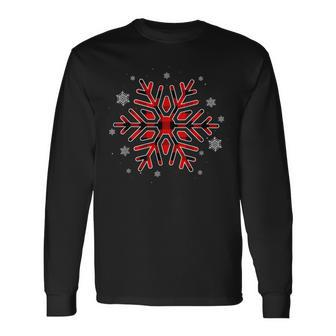 Red Black Plaid Snowflake Lover Matching Family Pajama Long Sleeve T-Shirt - Seseable