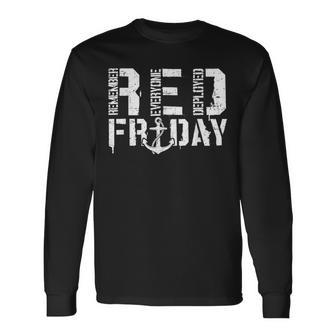 Red Friday Anchor Military Supportive Army Stamp Remember Long Sleeve T-Shirt - Monsterry DE