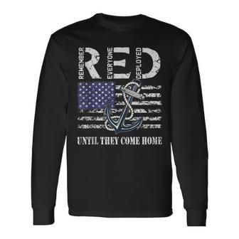 Red Friday Military Deployed Navy Soldier Us Flag Veteran Long Sleeve T-Shirt - Monsterry
