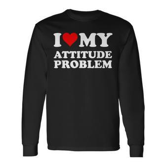 Red Heart I Love My Attitude Problem Long Sleeve T-Shirt - Monsterry UK