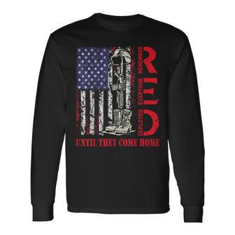 RED Military Remember Everyone Deployed Usa Flag Long Sleeve T-Shirt - Monsterry