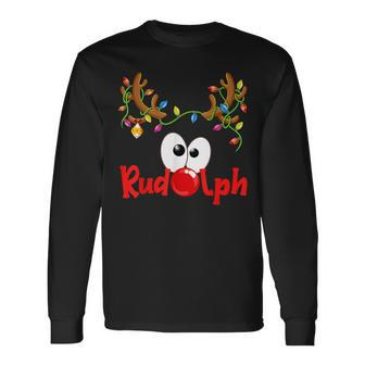 Red Nose Rudolph Costumes Reindeer Christmas Family Matching Long Sleeve T-Shirt - Thegiftio UK
