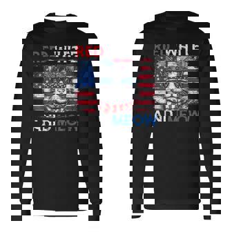 Red White And Meow Cat American Flag 4Th Of July Meowica Cat Long Sleeve T-Shirt | Mazezy