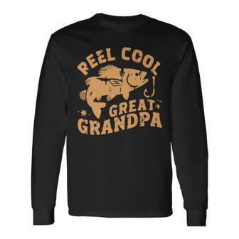 Reel Cool Great Grandpa Fishing Father's Day Dad Joke Long Sleeve T-Shirt - Thegiftio UK
