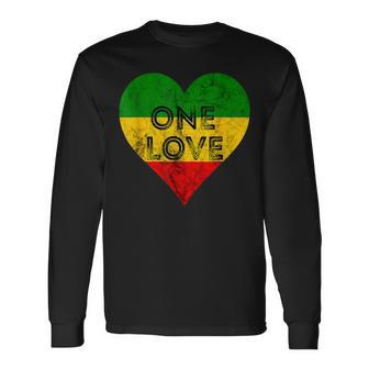 Reggae Heart One Love Rasta Reggae Music Rastafarian Jamaica Long Sleeve T-Shirt - Monsterry UK