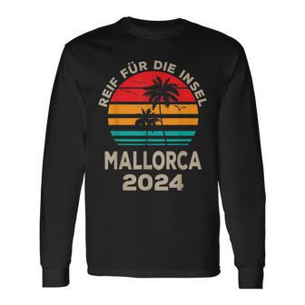 Reif Für Der Island Mallorca 2024 Palm Trees Sunset Outfit Langarmshirts - Seseable