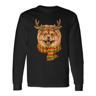 Reindeer Chow Chow Christmas Xmas Dog Chow Chow Lover Long Sleeve T-Shirt - Monsterry UK