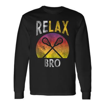 Relax Bro Lacrosse Sayings Lax Player Coach Team Long Sleeve T-Shirt - Monsterry CA