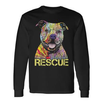 Rescue Dog Colorfull Pitbull Dog Adopt Don't Shop Long Sleeve T-Shirt | Mazezy