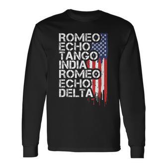 Retired Phonetic Alphabet Code Military Retirement Long Sleeve T-Shirt - Monsterry DE