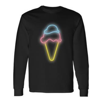 Retro 1980S 80S Sundae Ice Cream Long Sleeve T-Shirt - Monsterry