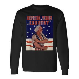 Retro American Pride Uncle Sam Military Recruit Wwii Poster Long Sleeve T-Shirt - Monsterry