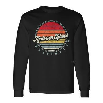 Retro Anderson Island Home State Cool 70S Style Sunset Long Sleeve T-Shirt - Monsterry DE