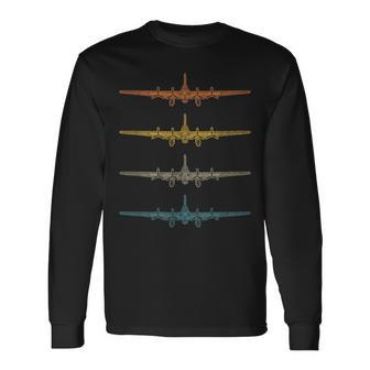 Retro B17 Flying Fortress Schematic Vintage Ww2 Bomber B-17 Long Sleeve T-Shirt - Monsterry UK