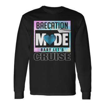 Retro Baecation Mode Baby Let's Cruise Love Vacation Couples Long Sleeve T-Shirt - Monsterry