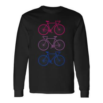 Retro Bicycles Bi Bisexual Flag Biker Bisexuality Lgbt Pride Long Sleeve T-Shirt - Monsterry DE
