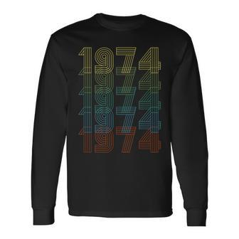 Retro Birthday Man Dad Uncle Vintage Classico Year 1974 Long Sleeve T-Shirt - Monsterry