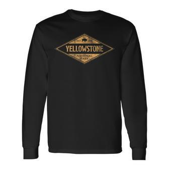 Retro Bison Yellowstone National Park 1872 Hiking Souvenir Long Sleeve T-Shirt - Seseable