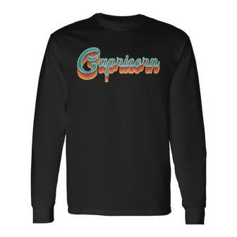 Retro Capricorn Vintage Retro Style Capricorn Zodiac Long Sleeve T-Shirt - Monsterry CA