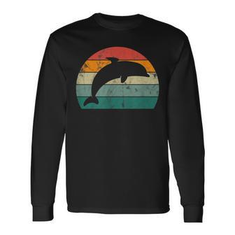 Retro Delfin Mehrfarbig Mit Delfin Langarmshirts - Geschenkecke