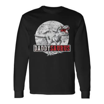 Retro Distressed Daddy Saurus T-Rex Dinosaur Dad Fathers Day Long Sleeve T-Shirt - Thegiftio UK