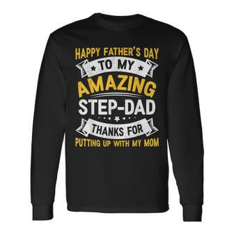 Retro Distressed Happy Father's Day To My Amazing Stepdad Long Sleeve T-Shirt - Thegiftio UK