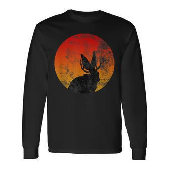 Retro Eighties Jackalope Vintage Cryptid Rabbit Long Sleeve T-Shirt - Monsterry