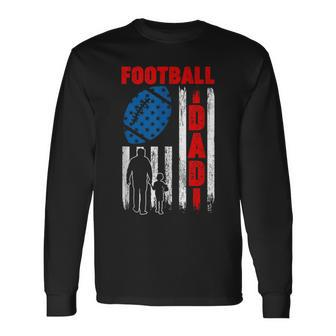 Retro Football Dad Daddy Usa American Flag Fathers Day Men Long Sleeve T-Shirt - Thegiftio UK