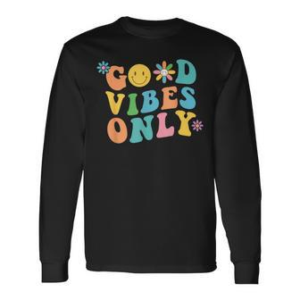 Retro Good Vibes Only Inspirational Positive Inspired Long Sleeve T-Shirt - Monsterry
