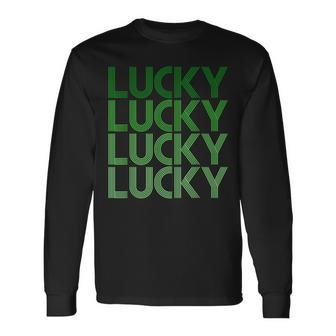Retro Green Lucky For St Particks Day Long Sleeve T-Shirt - Seseable