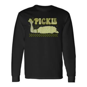 Retro Grovy Pickle Slut Food Apparel Pickle Lover Long Sleeve T-Shirt - Seseable