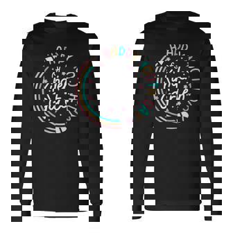 Retro Happy 100Th Day Kindergarten 100 Day Of School Teacher Long Sleeve T-Shirt | Seseable UK