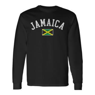 Retro Jamaica Flag Vintage Jamaican Travel Souvenir Boy Girl Long Sleeve T-Shirt - Monsterry AU