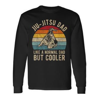 Retro Jiu-Jitsu Dad Bjj Father Vintage Long Sleeve T-Shirt - Monsterry CA