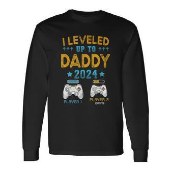 Retro I Leveled Up To Daddy 2024 First Time Dad Long Sleeve T-Shirt - Seseable