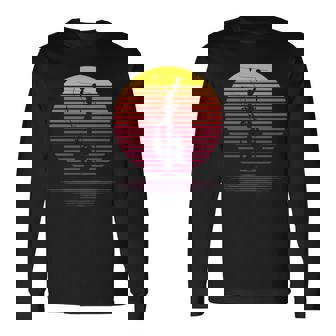 Retro Lineman Silhouette Power Pole Electrician Linemen Long Sleeve T-Shirt | Mazezy