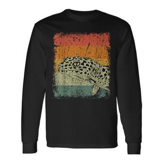 Retro Lizard Reptile Vintage Leopard Gecko Long Sleeve T-Shirt - Monsterry