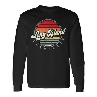 Retro Long Island Home State Cool 70S Style Sunset Long Sleeve T-Shirt - Monsterry CA