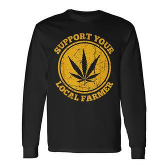 Retro Marijuana Support Your Local Farmer Cannabis Weed 2023 Long Sleeve T-Shirt - Seseable